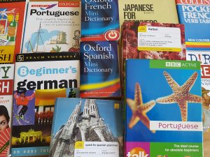 Books about learning several different languages, including German, Spanish, and French.