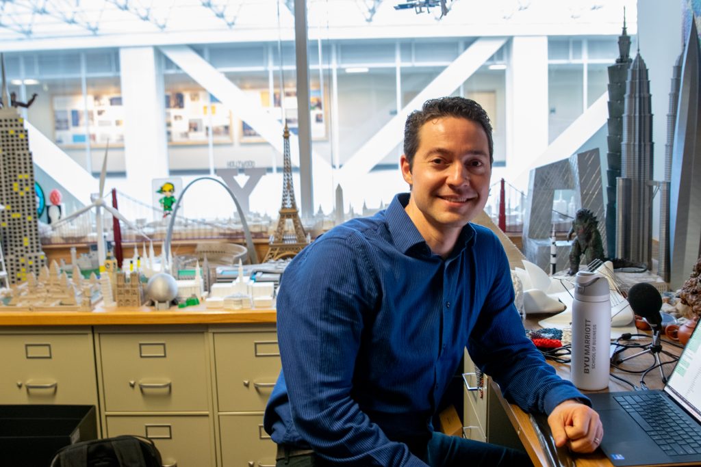 James Gaskin in his office at Brigham Young University.