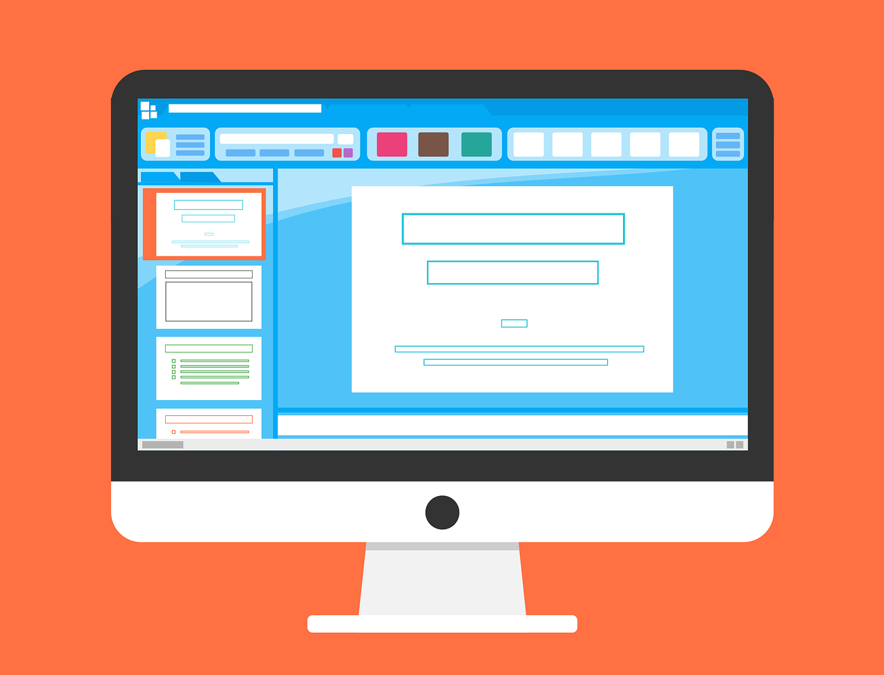 Image of computer displaying a slideshow in design